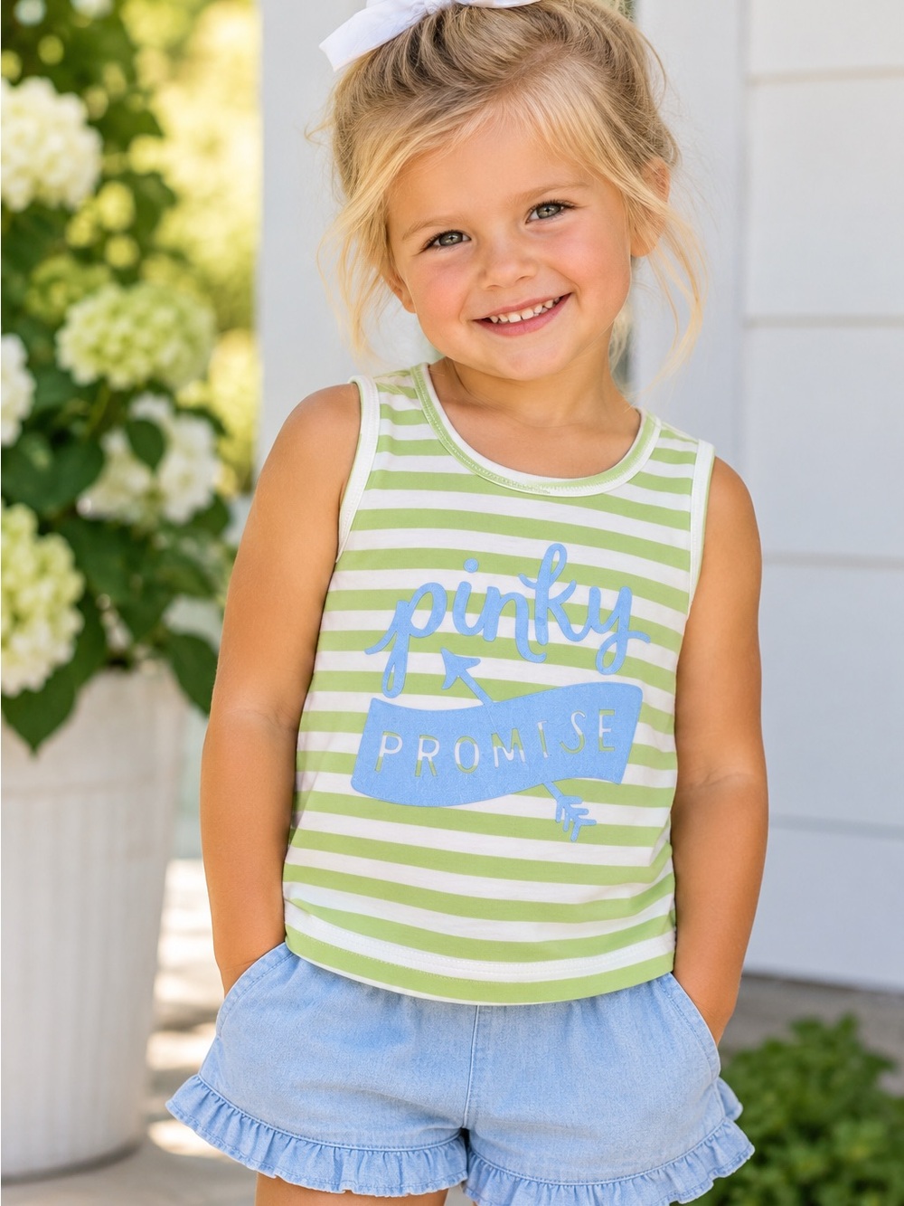 Matilda Jane Pinky Promise Striped Tank Top Green Blue Size 2T